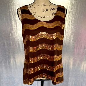 Brown Sequins Shirt Summer/Casual